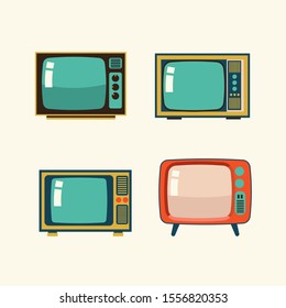 Set Of Retro TV, Retro TV Icon Old Television Set, Vector Old Television Set