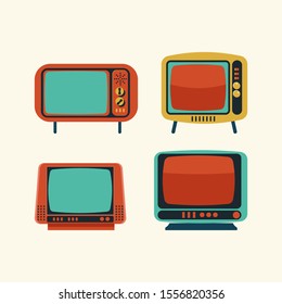 Set Of Retro TV, Retro TV Icon Old Television Set, Vector Old Television Set