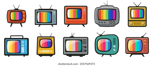 Set of retro tv icon vector