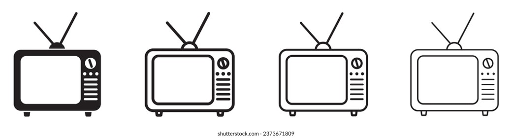 Set of retro TV icons. Retro television, old TV. Television symbol, vintage TV. Vector.