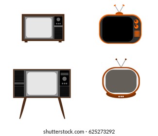 Set retro tv  isolated on white background