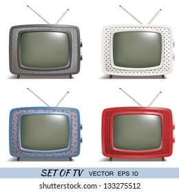 Set of a retro TV vector illustration