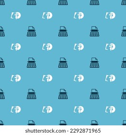 Set Retro typewriter and Vinyl disk on seamless pattern. Vector