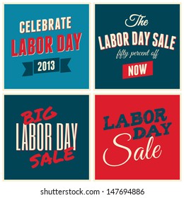 A set of retro typographic design cards for the US Labor day.