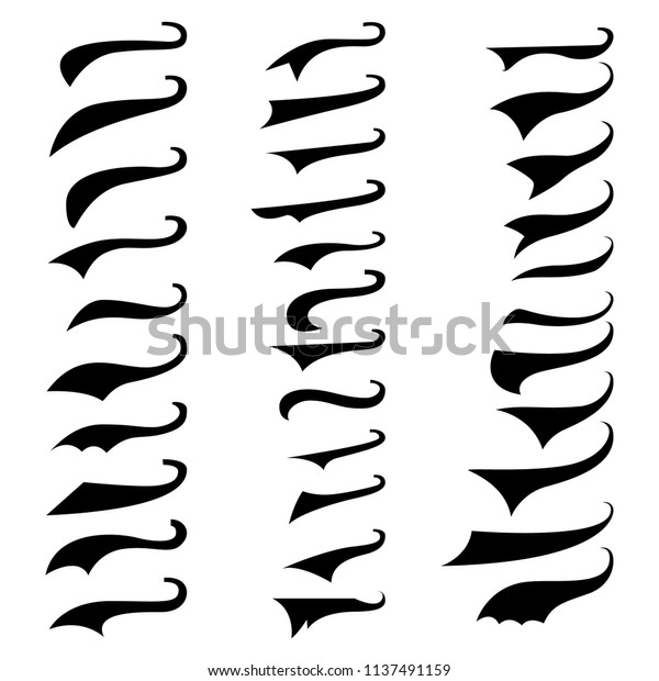 Set Retro Typography Text Tails Element Stock Vector (Royalty Free