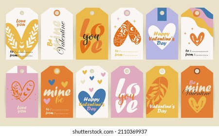 Set of retro valentines day tags.