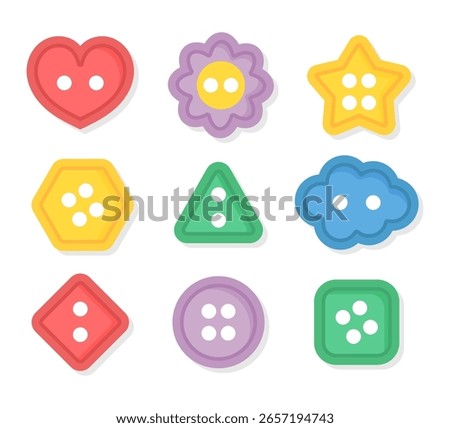 Set retro of various sewing buttons on white background