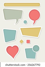 Set Of Retro Vector Design Elements Including Shapes, Frames, Buttons And Speech Bubbles.