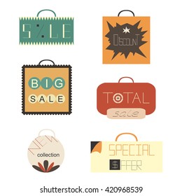 Set of retro vector sale labels