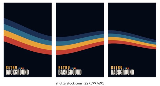 Set of retro vertical posters.Abstract backgrounds in trendy 1970s style. Vector illustration
