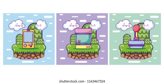 Set of retro videogames cards