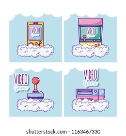 Set of retro videogames cards