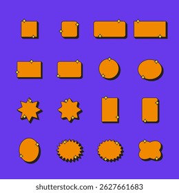 Conjunto de forma retro o Antiguas 70s con doble estrella para Anuncio, volante, promoción, negocios, etc. Forma de icono de Vector de alta calidad
