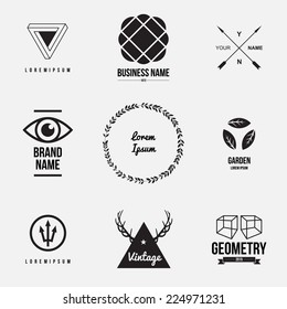 Set of retro vintage badges and label logo graphics. Design elements, business signs, labels, logos