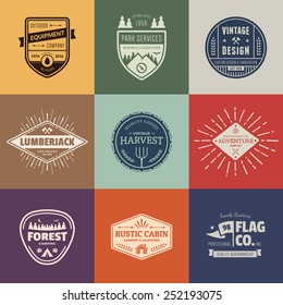 Set of retro vintage badges and label logo graphics