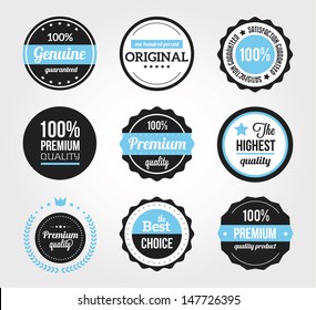 Set of Retro Vintage Badges and Labels Black Blue