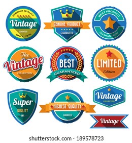 Set of retro vintage badges and labels 02. Flat design with long shadow .eps10 