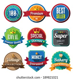 Set of retro vintage badges and labels 05. Flat design with long shadow .eps10 