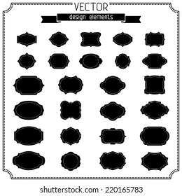 Set of retro vintage badges and labels. Black silhouettes isolated on white background. 