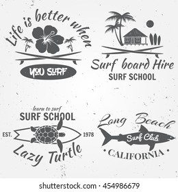 Set of retro vintage badges and labels. For web design, mobile and application interface, also useful for infographics. Surf club design. Vector illustration.