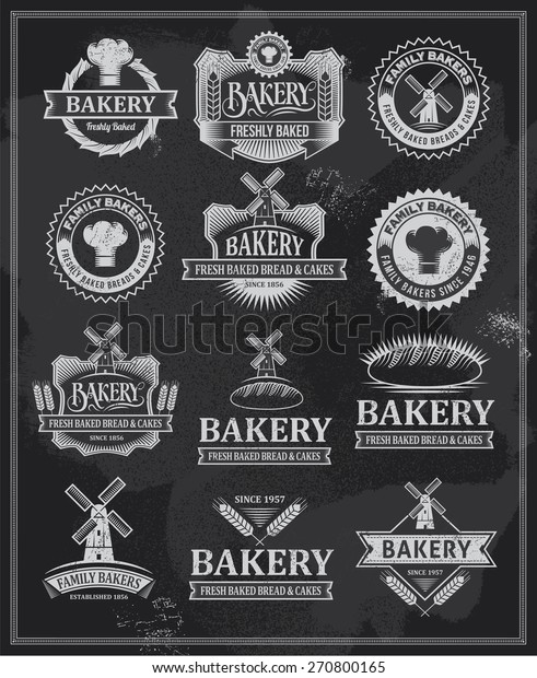 Set Retro Vintage Bakery Labels Ribbons Stock Vector (Royalty Free ...