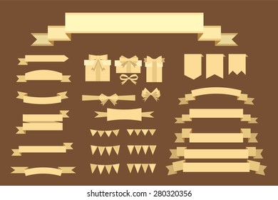 Set of retro vintage banner ribbon label isolated  for your text. Vector illustration.
