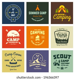 Set of retro vintage camp labels and logo graphics
