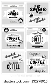 Set of Retro Vintage Coffee Label Backgrounds