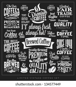 Set of Retro Vintage Coffee Labels with Calligraphic and Typographic Elements