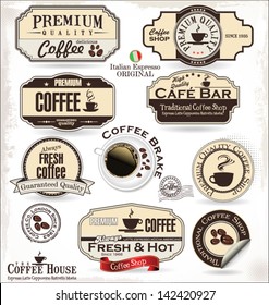 Set of Retro Vintage coffee labels