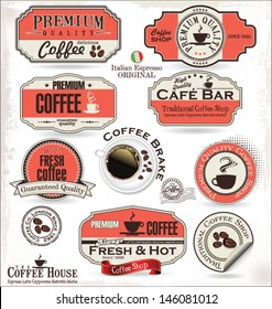 Set of Retro Vintage coffee labels