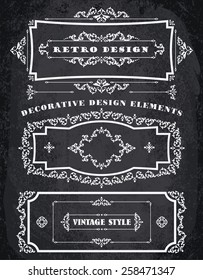 Set of Retro Vintage  Frames  and Borders. Design elements. 