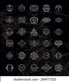 Set of Retro Vintage Hipster Insignias and Logotypes. Business Signs, Logos, Identity Elements, Labels, Badges, Frames, Borders and Other Design Elements. Chalkboard Style.