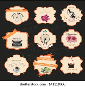 set of retro vintage labels, invitation cards
