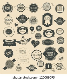 Set of retro vintage labels  and  ribbons. Vector illustration.