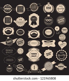 Set of retro vintage labels  and  ribbons. Vector illustration.