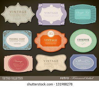 Set of retro vintage labels. Vector illustration.