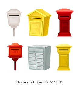 Set Retro-Vintage-Mailboxen für Korrespondenz-Vektorgrafik