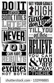 Set of Retro Vintage Motivational Quotes with Calligraphic and Typographic Elements