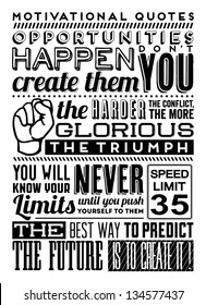 Set Of Retro Vintage Motivational Quotes With Calligraphic And Typographic Elements