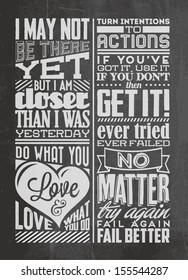Set of Retro Vintage Motivational Quotes with Calligraphic and Typographic Elements 