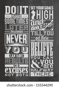 Set of Retro Vintage Motivational Quotes with Calligraphic and Typographic Elements 