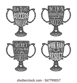 Set of Retro Vintage Motivational Quotes with Calligraphic and Typographic Elements. Typographic Art for Poster Print Greeting Card T shirt apparel design, hand crafted vector illustration, vintage.
