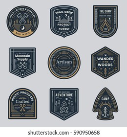 Set of retro vintage outdoor camp logo badges