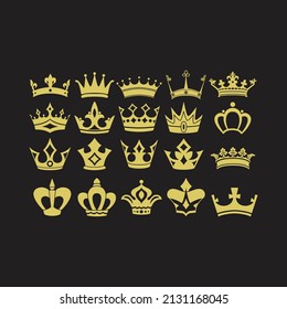 set of retro vintage premium crown logo design-1