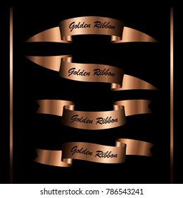 Set of retro vintage premium golden ribbons for your design