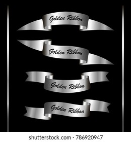 Set of retro vintage premium silver ribbons for your design