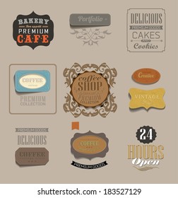set retro vintage ribbons and label
