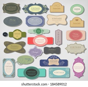 set retro vintage ribbons and label
