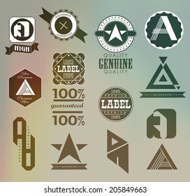 set of retro vintage ribbons and label